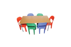 Pre-school-6-seather-steel-frame-table-with-supa-wood-top