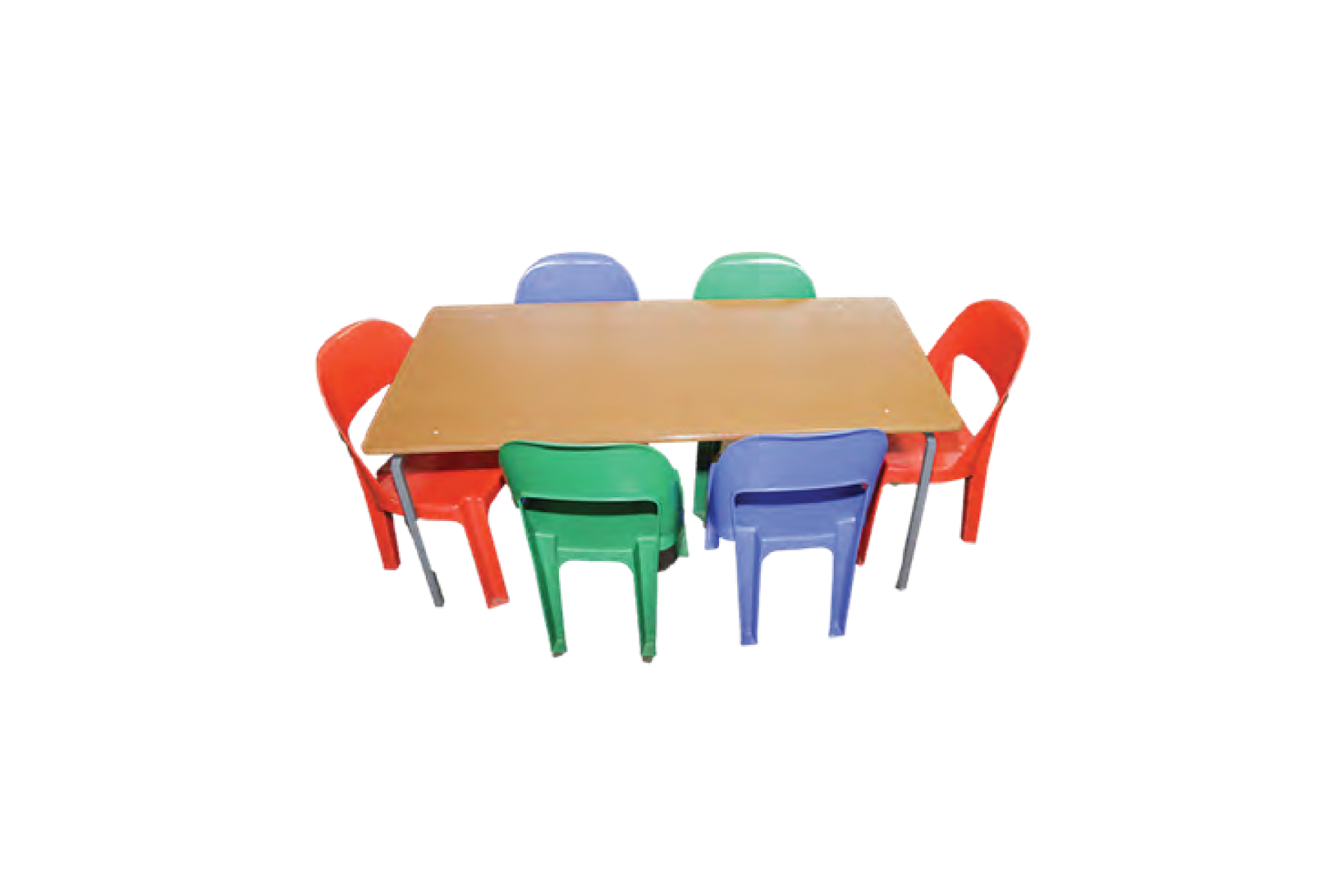 Pre-school-6-seather-steel-frame-table-with-supa-wood-top